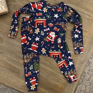 Books to Bed 💯 Cotton Pajamas in Santa Dinosaur Print, Sz 3 🎅 🦖